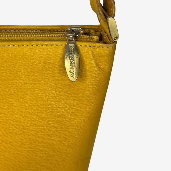 Burberrys Yellow Embossed Leather Bucket Shoulder Bag Vintage Nova Check Lining - Picture 5 of 16